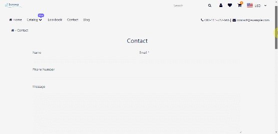 contact page scrowp shopify theme