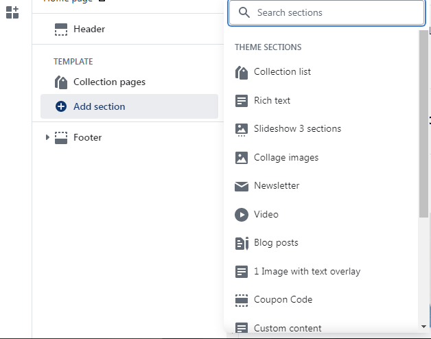 add a section to collection page