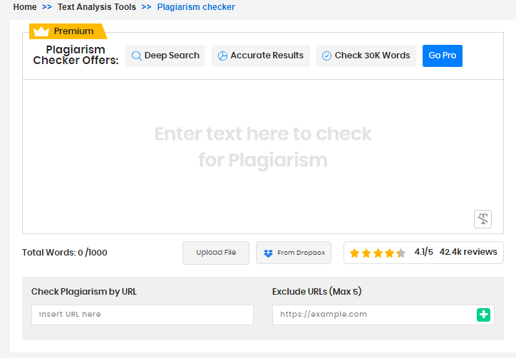 Search engine reports plagiarism checker