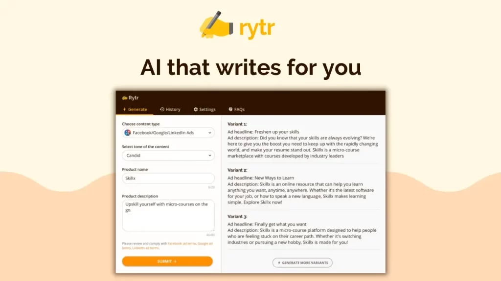 AI that writes for you
