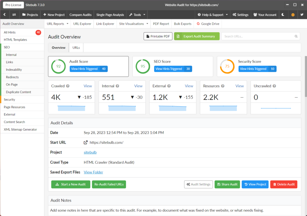 Sitebulb offers advanced features for site analysis