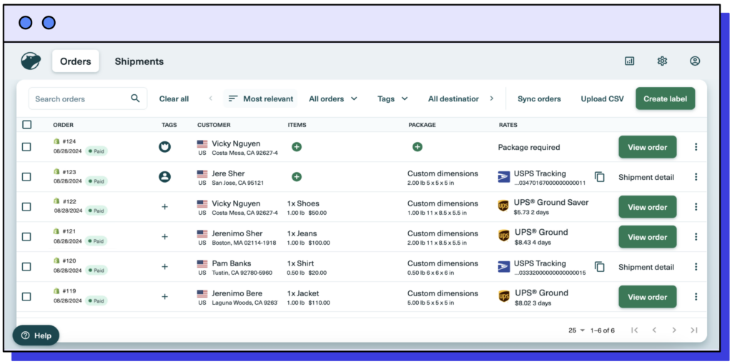 orders fulfillement Shippo