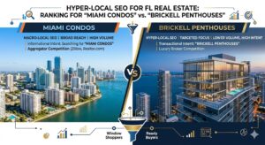 Hyper-Local SEO for FL Real Estate: Ranking for “Miami Condos” vs. “Brickell Penthouses
