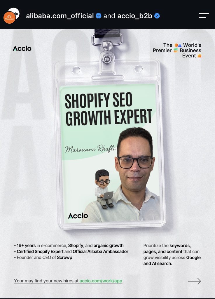 Marouane Rhafli Shopify SEO Advisor AI Agent on Accio Work